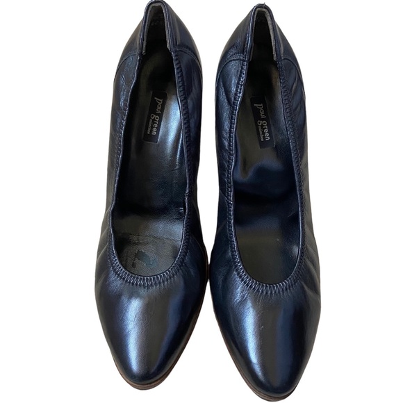 Paul Green leather lug sole almond toe black pumps - Picture 1 of 7